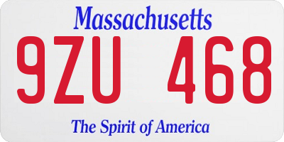 MA license plate 9ZU468