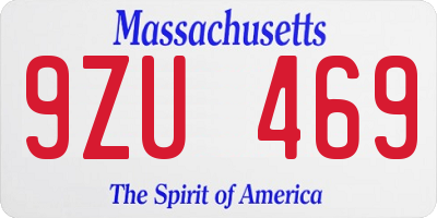 MA license plate 9ZU469