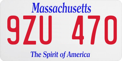 MA license plate 9ZU470