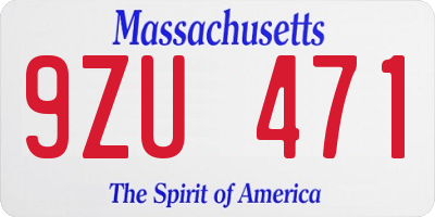 MA license plate 9ZU471