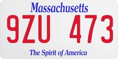 MA license plate 9ZU473