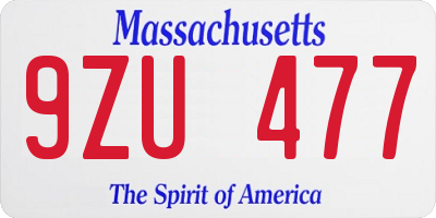 MA license plate 9ZU477