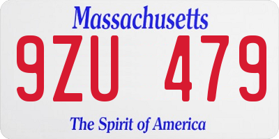 MA license plate 9ZU479