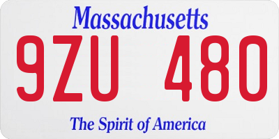 MA license plate 9ZU480