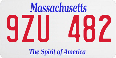 MA license plate 9ZU482