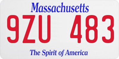 MA license plate 9ZU483