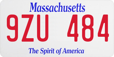 MA license plate 9ZU484