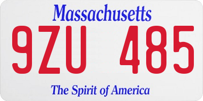 MA license plate 9ZU485