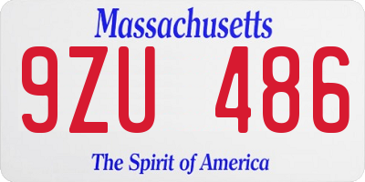 MA license plate 9ZU486