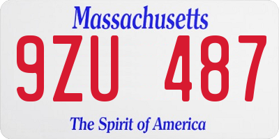 MA license plate 9ZU487