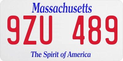 MA license plate 9ZU489