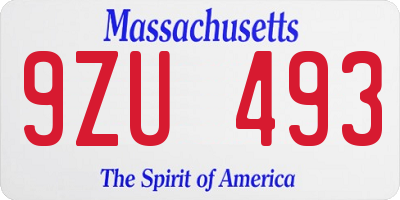 MA license plate 9ZU493