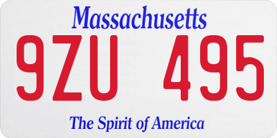 MA license plate 9ZU495