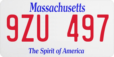 MA license plate 9ZU497