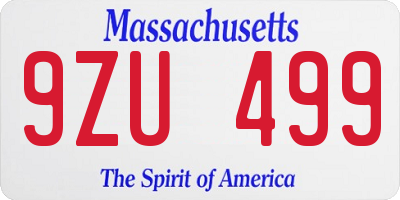 MA license plate 9ZU499