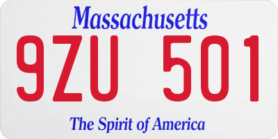 MA license plate 9ZU501