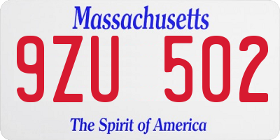 MA license plate 9ZU502