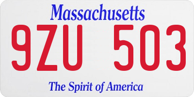 MA license plate 9ZU503