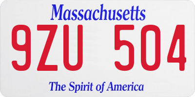 MA license plate 9ZU504