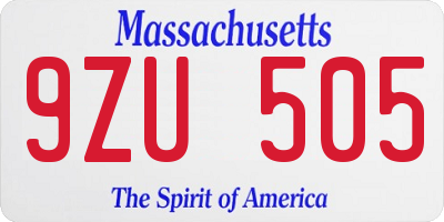 MA license plate 9ZU505