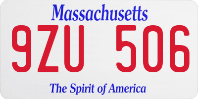 MA license plate 9ZU506