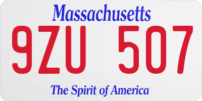 MA license plate 9ZU507