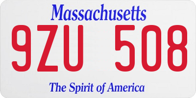 MA license plate 9ZU508