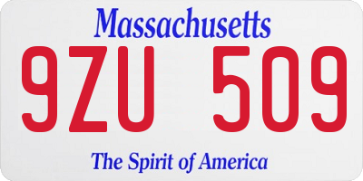 MA license plate 9ZU509