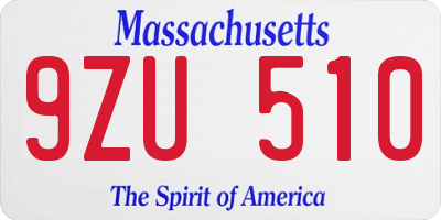 MA license plate 9ZU510