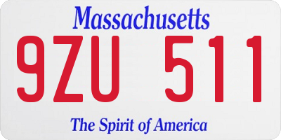 MA license plate 9ZU511