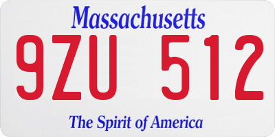 MA license plate 9ZU512