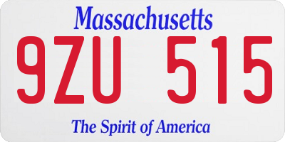 MA license plate 9ZU515