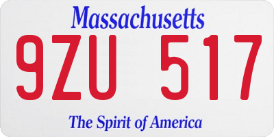 MA license plate 9ZU517