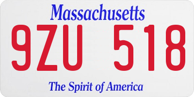 MA license plate 9ZU518