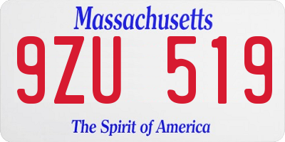 MA license plate 9ZU519