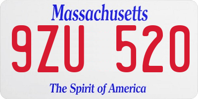 MA license plate 9ZU520