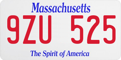 MA license plate 9ZU525