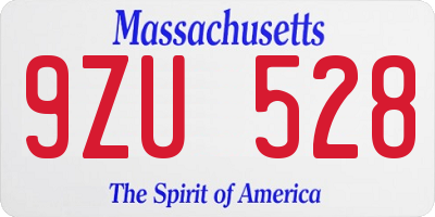 MA license plate 9ZU528