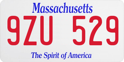 MA license plate 9ZU529