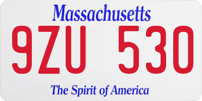 MA license plate 9ZU530