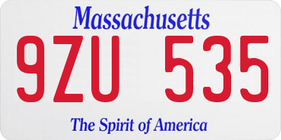 MA license plate 9ZU535