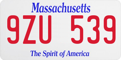 MA license plate 9ZU539