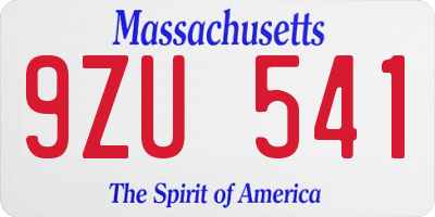 MA license plate 9ZU541