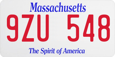 MA license plate 9ZU548