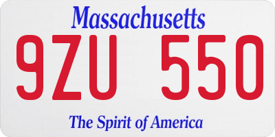 MA license plate 9ZU550