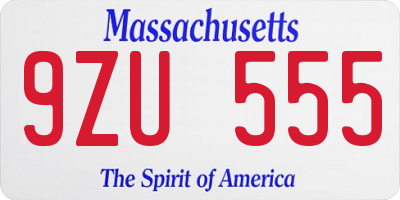 MA license plate 9ZU555