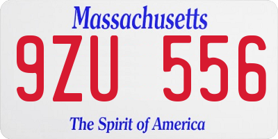 MA license plate 9ZU556