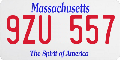 MA license plate 9ZU557