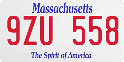 MA license plate 9ZU558