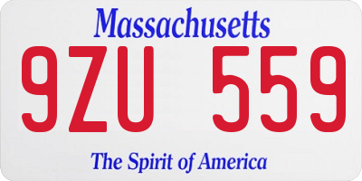 MA license plate 9ZU559